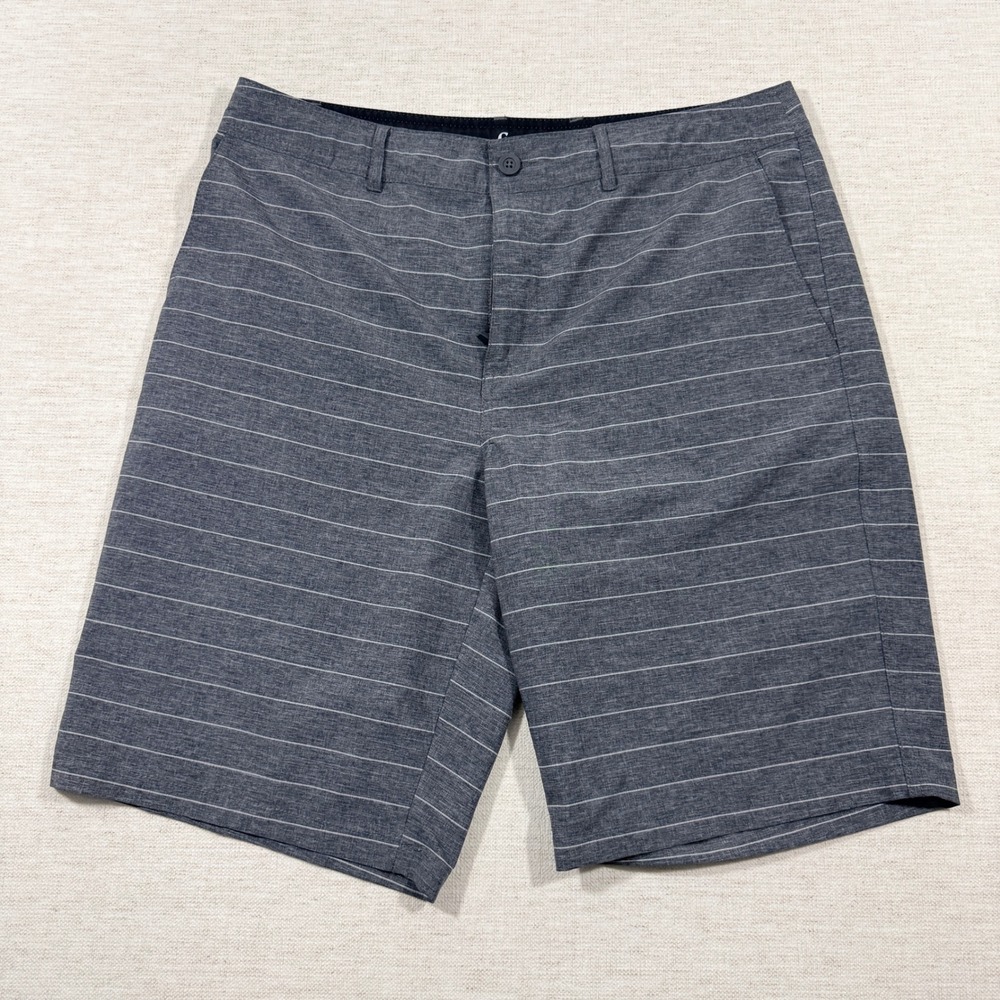 Goodfellow & Co Hybrid Shorts Mens 34 Gray Good Pinstripe Quick Dry Swim Trunk